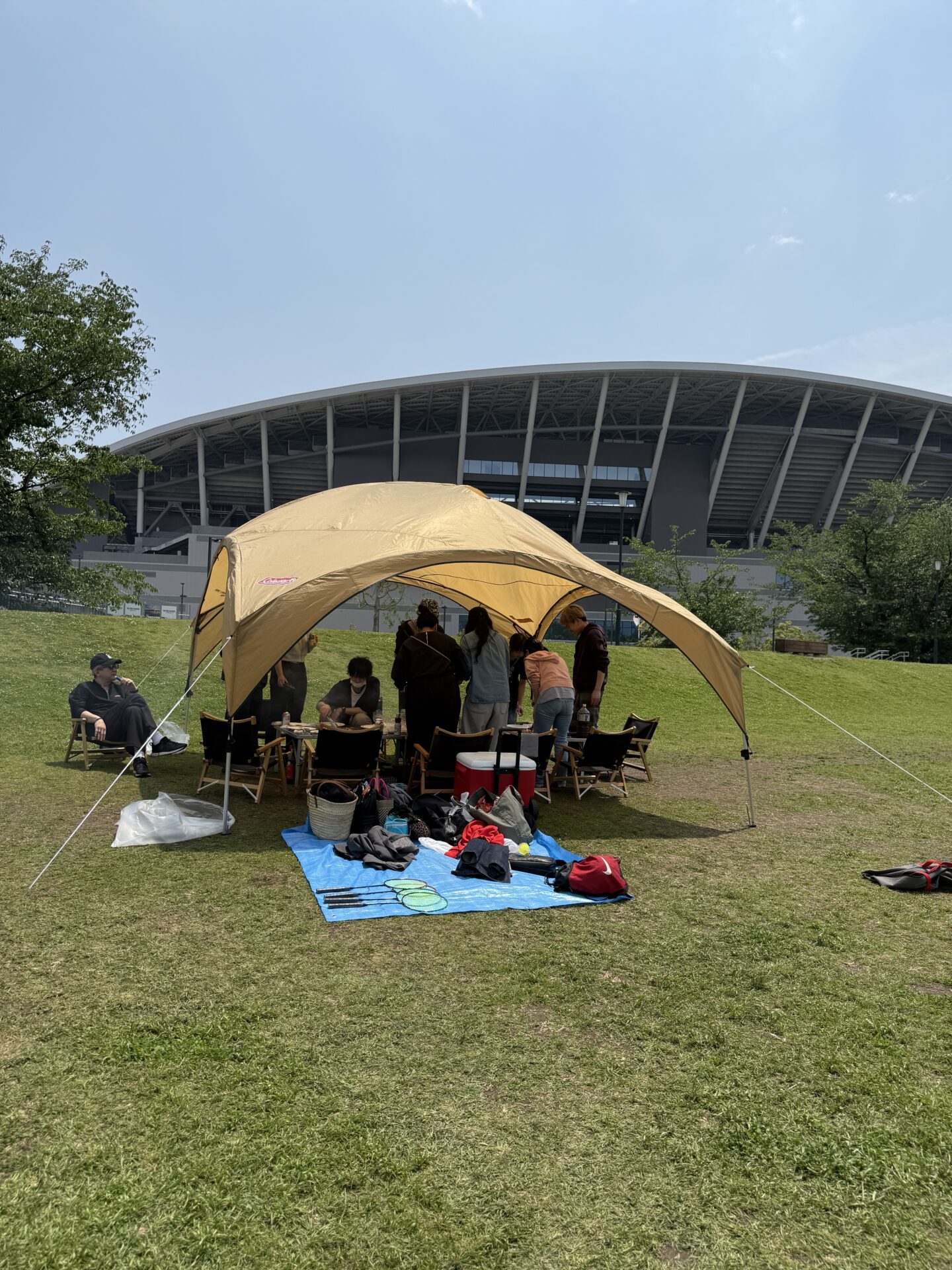 BBQ inエディオンピースウイング川沿い