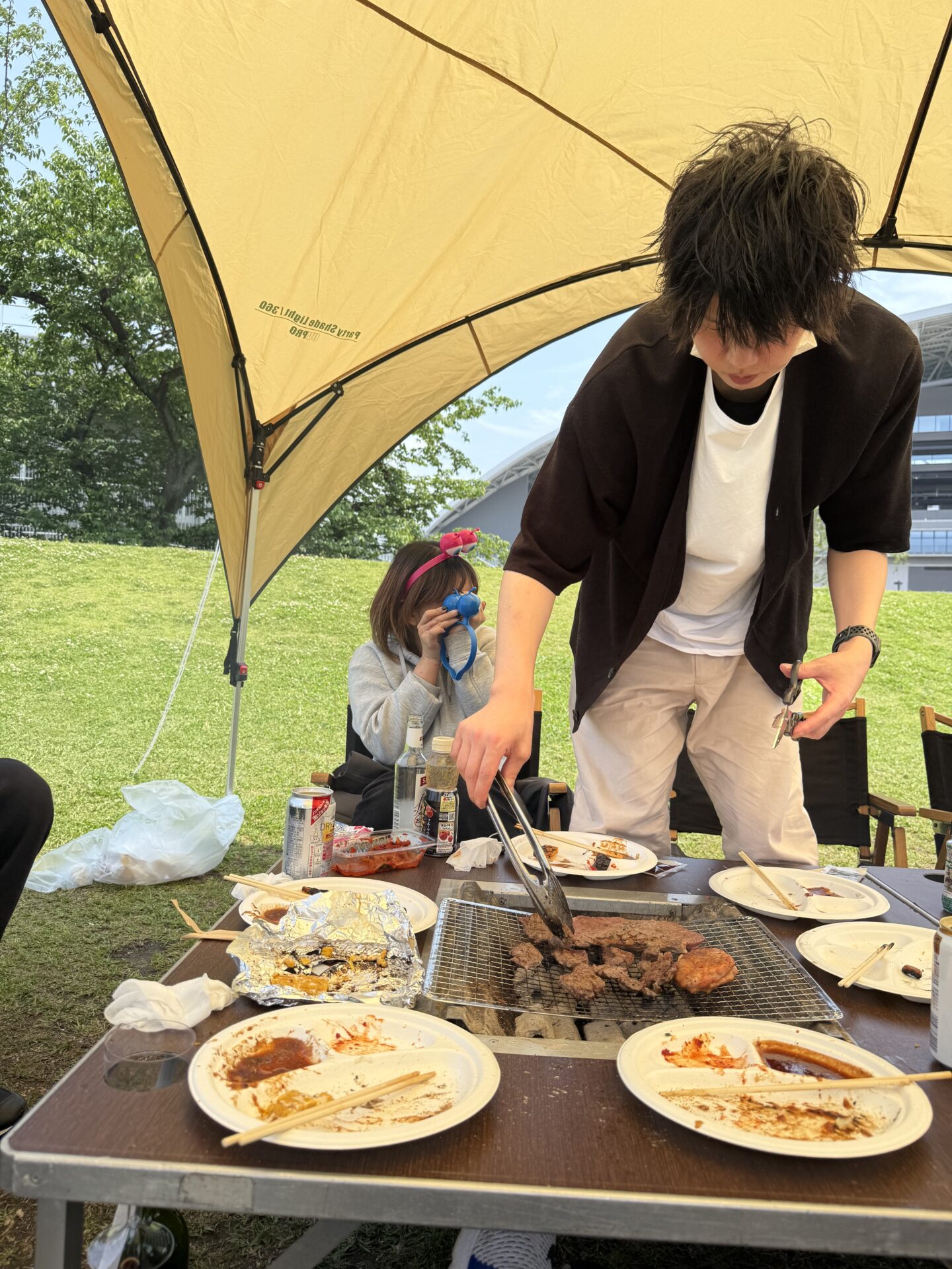 BBQ inエディオンピースウイング川沿い