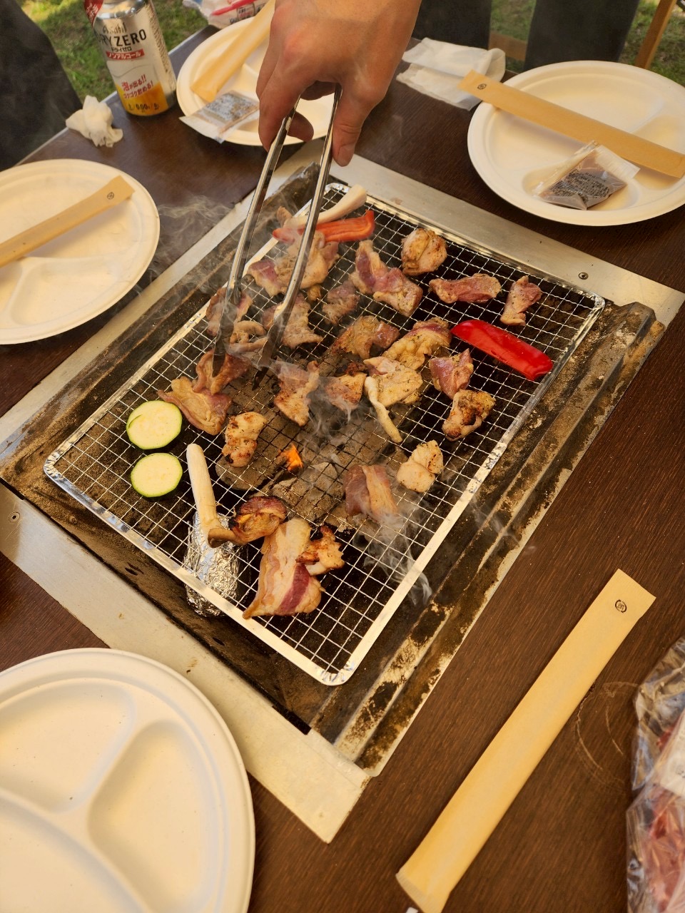 BBQ inエディオンピースウイング川沿い